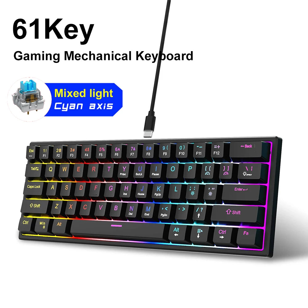 16 RGB Mechanical Keyboard Wired 104Key Gaming Keyboard Esports Keyboard Hot-Swappable Ergonomic Keyboard for PC Laptop Macbook