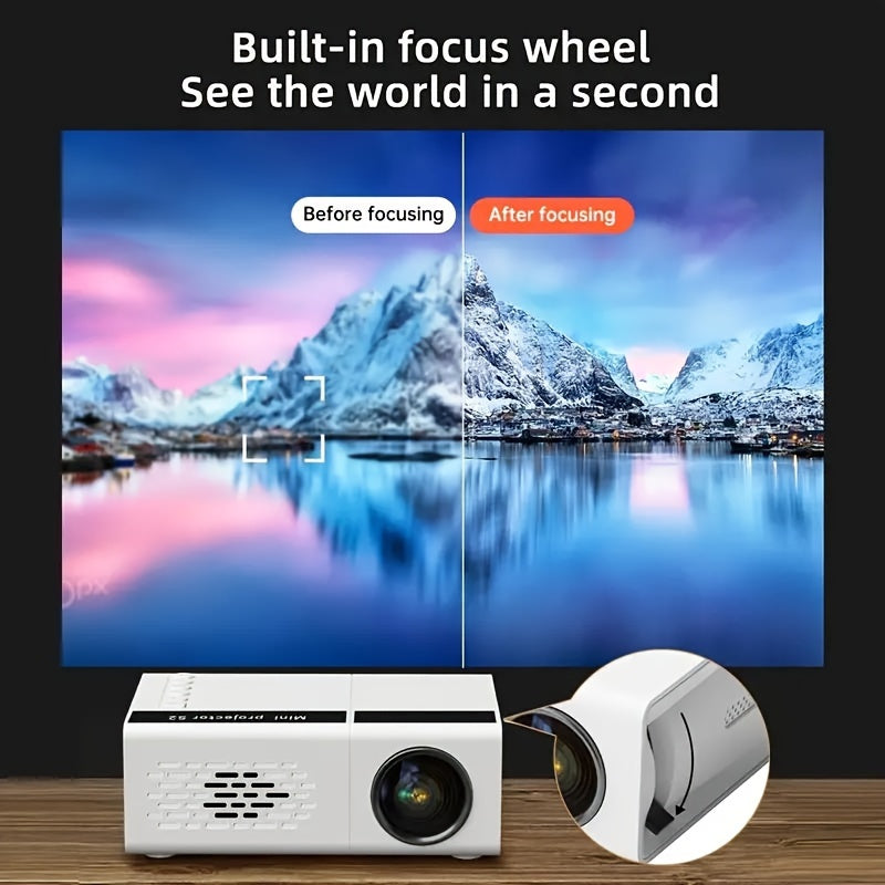 200ANSI 1280*720P Dual WiFi Portable Mini Projector - Supports 1080P, Same Screen, Dual WiFi Connection, Home Theater and Outdoor Movie Night - Compact and Lightweight Design