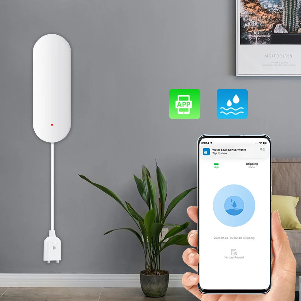 EWelink Zigbee Smart Water Leak Sensor Remote Monitor WiFi Water Overflow Level Detector Water Leak Sensor Security Sound Alarm