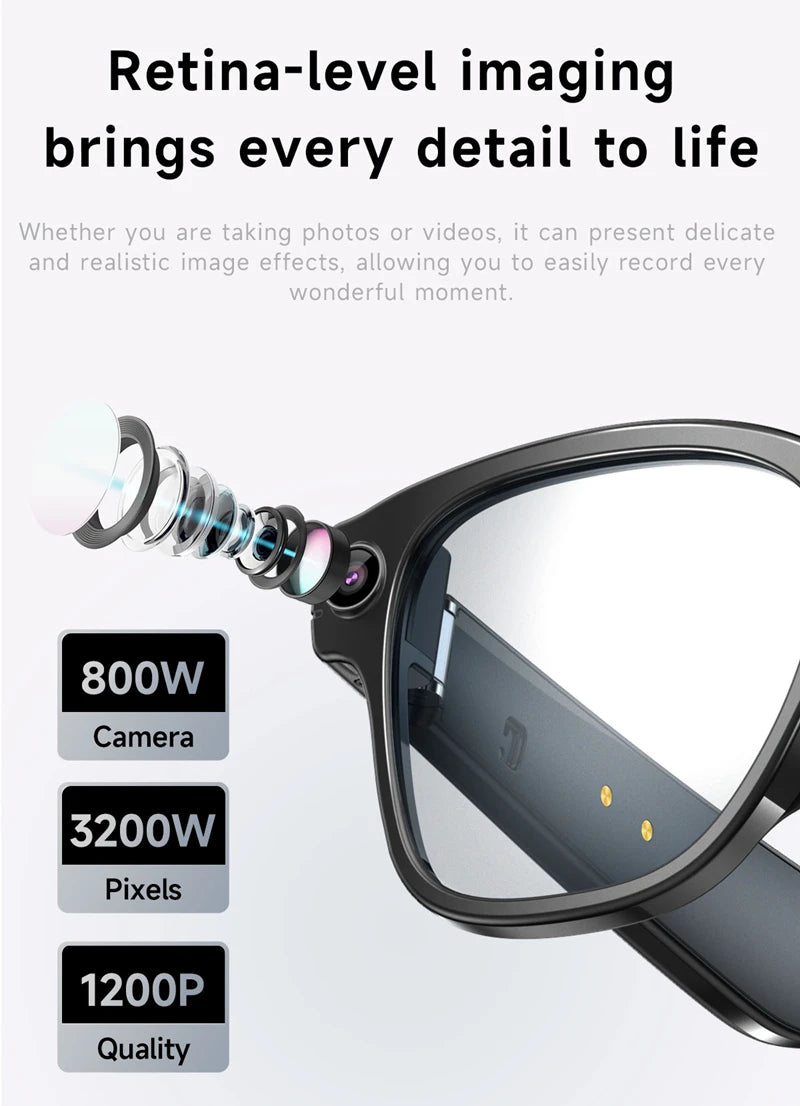 AI Smart Glasses 8 Million Camera Bluetooth Sunglasses Shoot Audio Call Video Music Player Multifunctional Smart Glasses