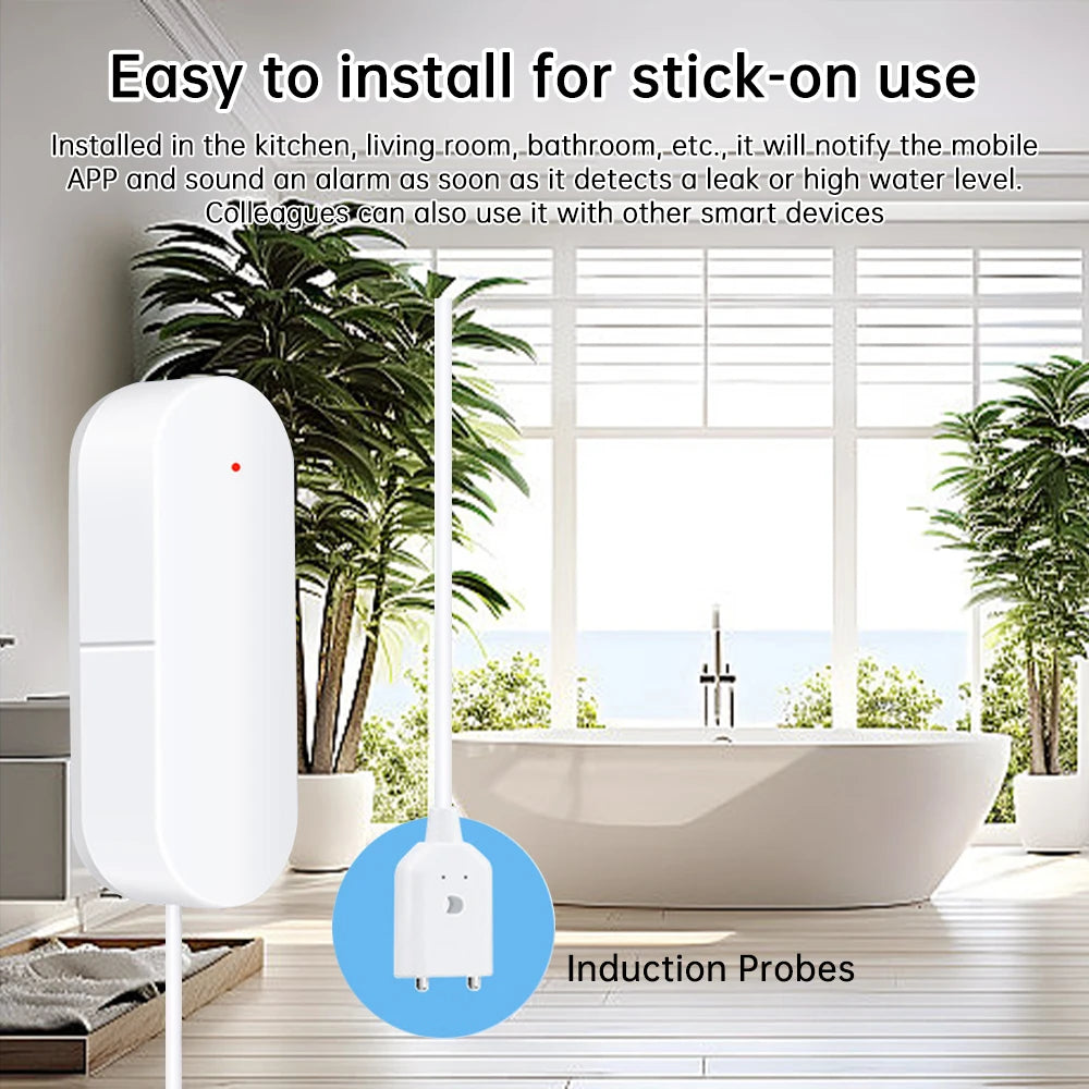 EWelink Zigbee Smart Water Leak Sensor Remote Monitor WiFi Water Overflow Level Detector Water Leak Sensor Security Sound Alarm