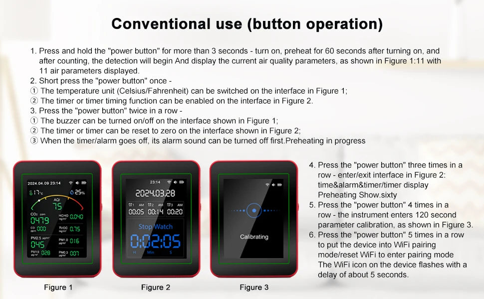 Smart Life 15 in 1 Air Quality Monitor Tuya WiFi PM2.5 Detector CO2 CO TVOC HCHO PM AQI Temperature & Humidity for Home & Office