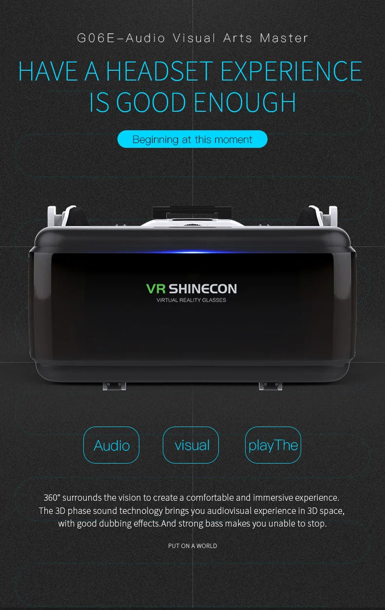 VR Shinecon Casque Headset Virtual Reality Glasses 3D Helmet 3 D For iPhone Android Smart Phone Smartphone Goggles Viar Mobile