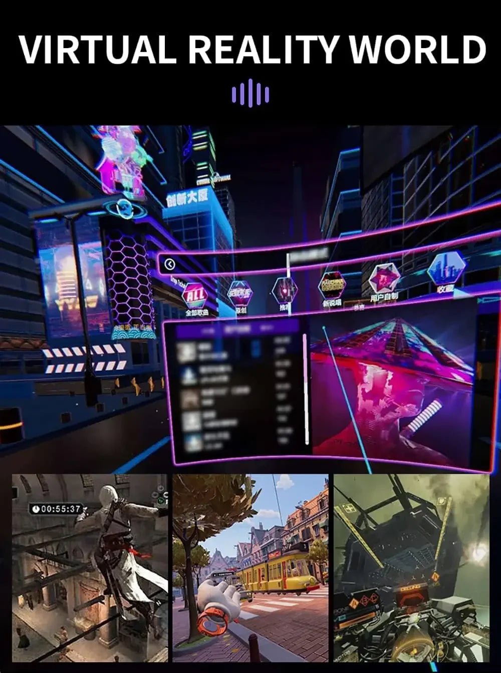 VR Headset Compatible with  Phone Within 4.7-7.2inch Display Screen- Universal Virtual Reality Goggles-  New 3D Glasses