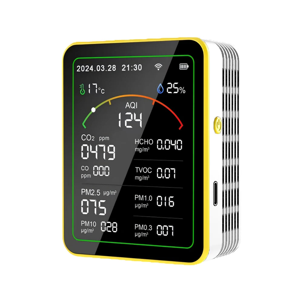 Smart Life 15 in 1 Air Quality Monitor Tuya WiFi PM2.5 Detector CO2 CO TVOC HCHO PM AQI Temperature & Humidity for Home & Office