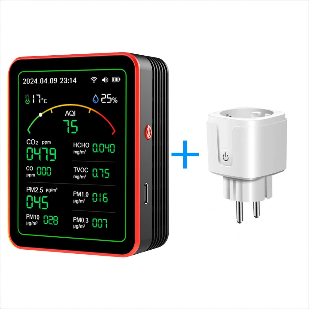 Smart Life 15 in 1 Air Quality Monitor Tuya WiFi PM2.5 Detector CO2 CO TVOC HCHO PM AQI Temperature & Humidity for Home & Office