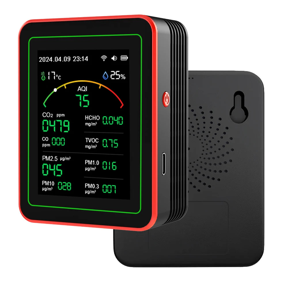 Smart Life 15 in 1 Air Quality Monitor Tuya WiFi PM2.5 Detector CO2 CO TVOC HCHO PM AQI Temperature & Humidity for Home & Office