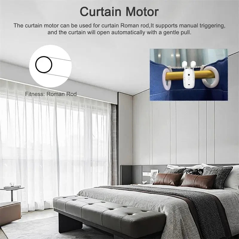 smart curtain opener WIFI/BL Smart Curtain robot Motor Roman Rod Rail Automatic Curtain Electric Curtain robot Remote Control