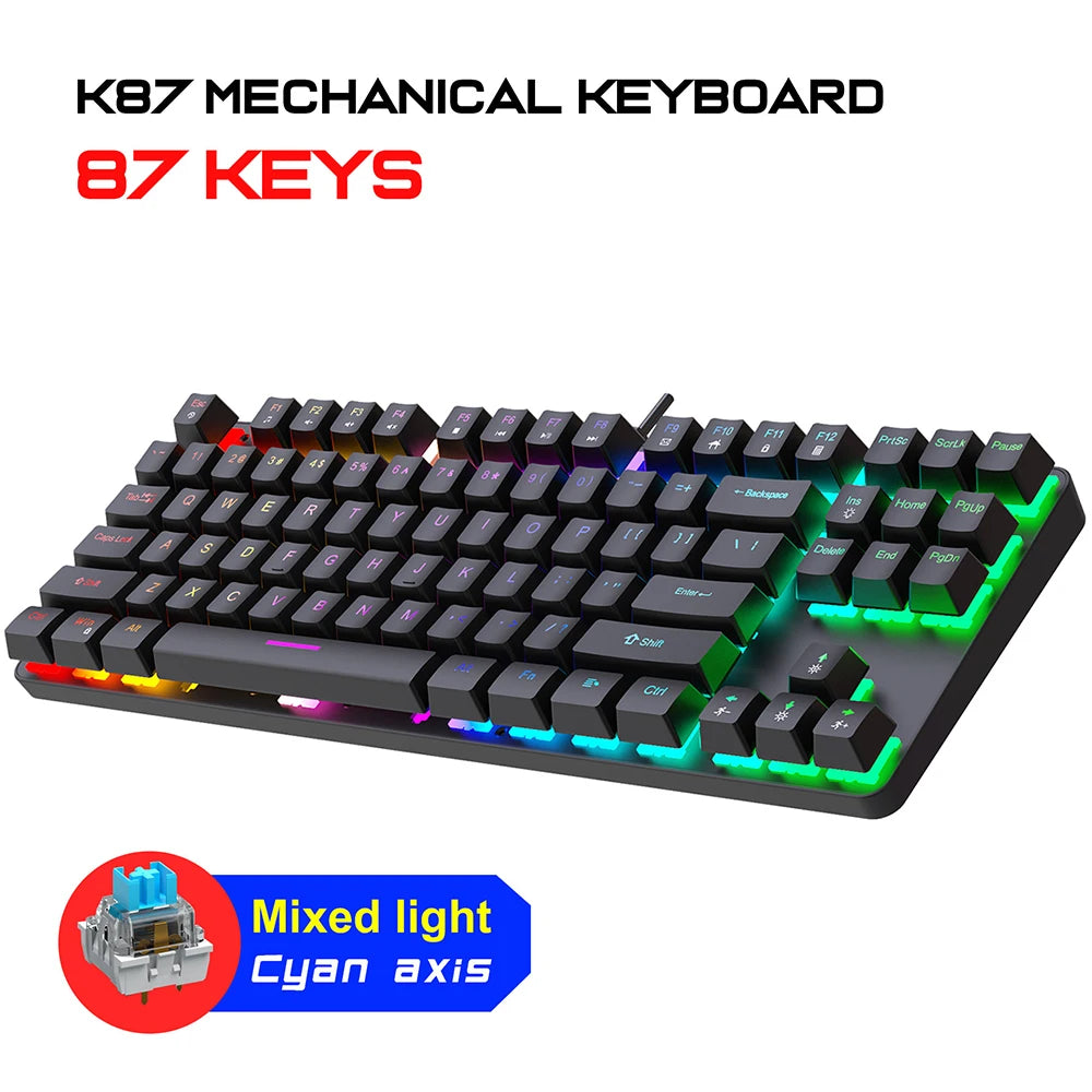 16 RGB Mechanical Keyboard Wired 104Key Gaming Keyboard Esports Keyboard Hot-Swappable Ergonomic Keyboard for PC Laptop Macbook