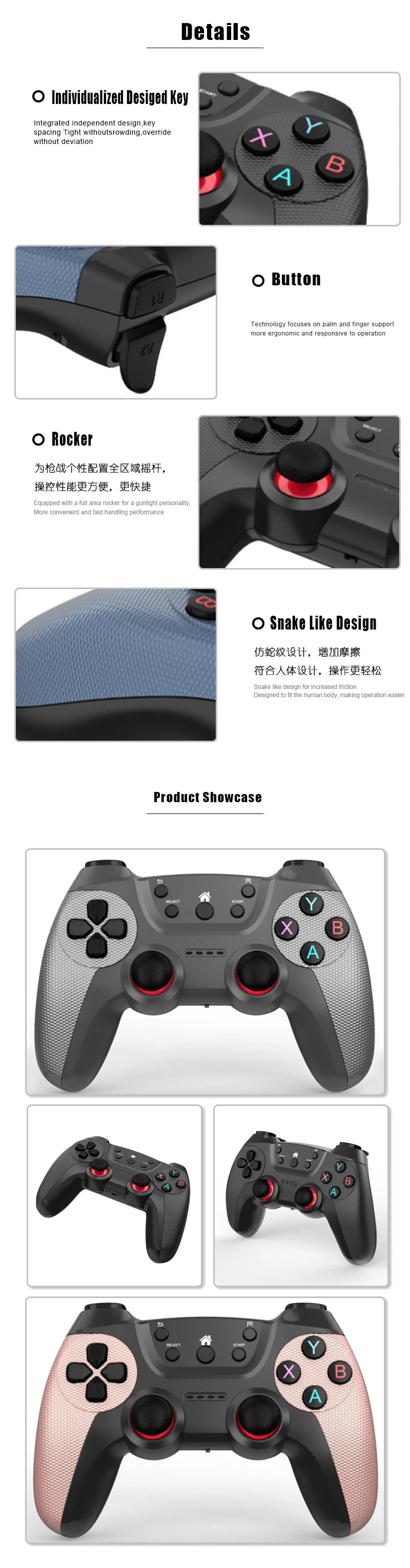Wireless Gamepad Gaming Control Video Game Pad Controller For Mobile Android Cell Phone PC TV Box Joystick Gamer Cellphone Mando