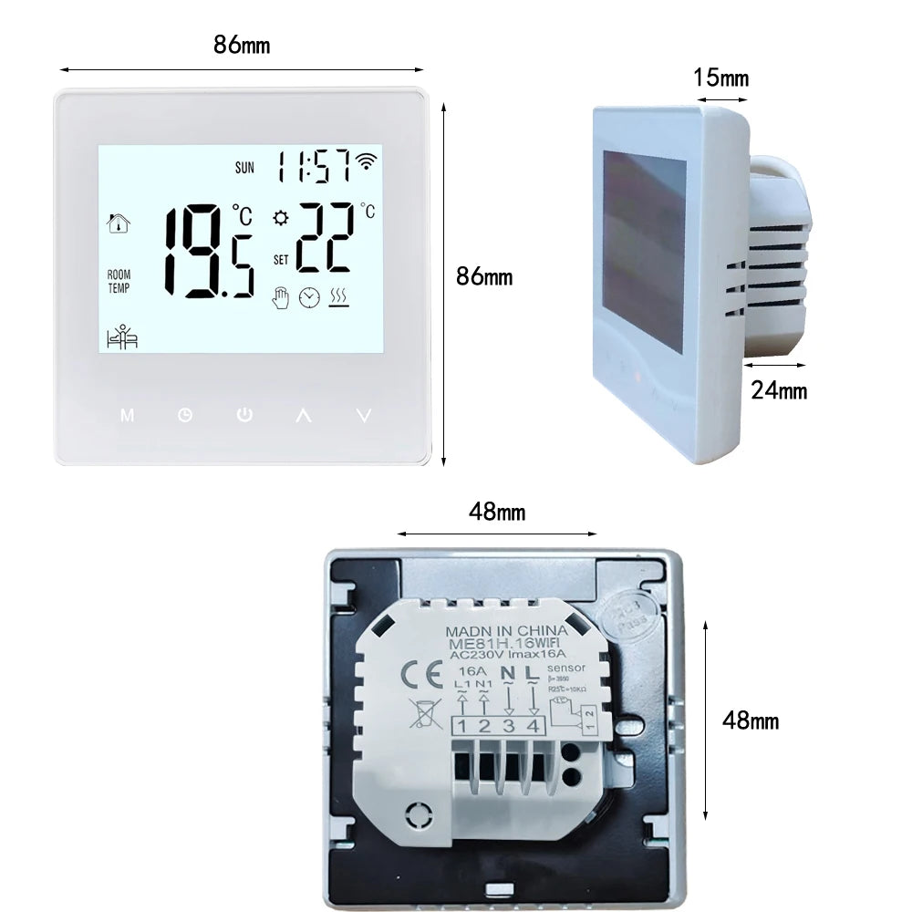 Smart Tuya WiFi Thermostat 3A/16A Digital Programmable Underfloor Heating Temperature Controller Intelligent Wall Thermostat
