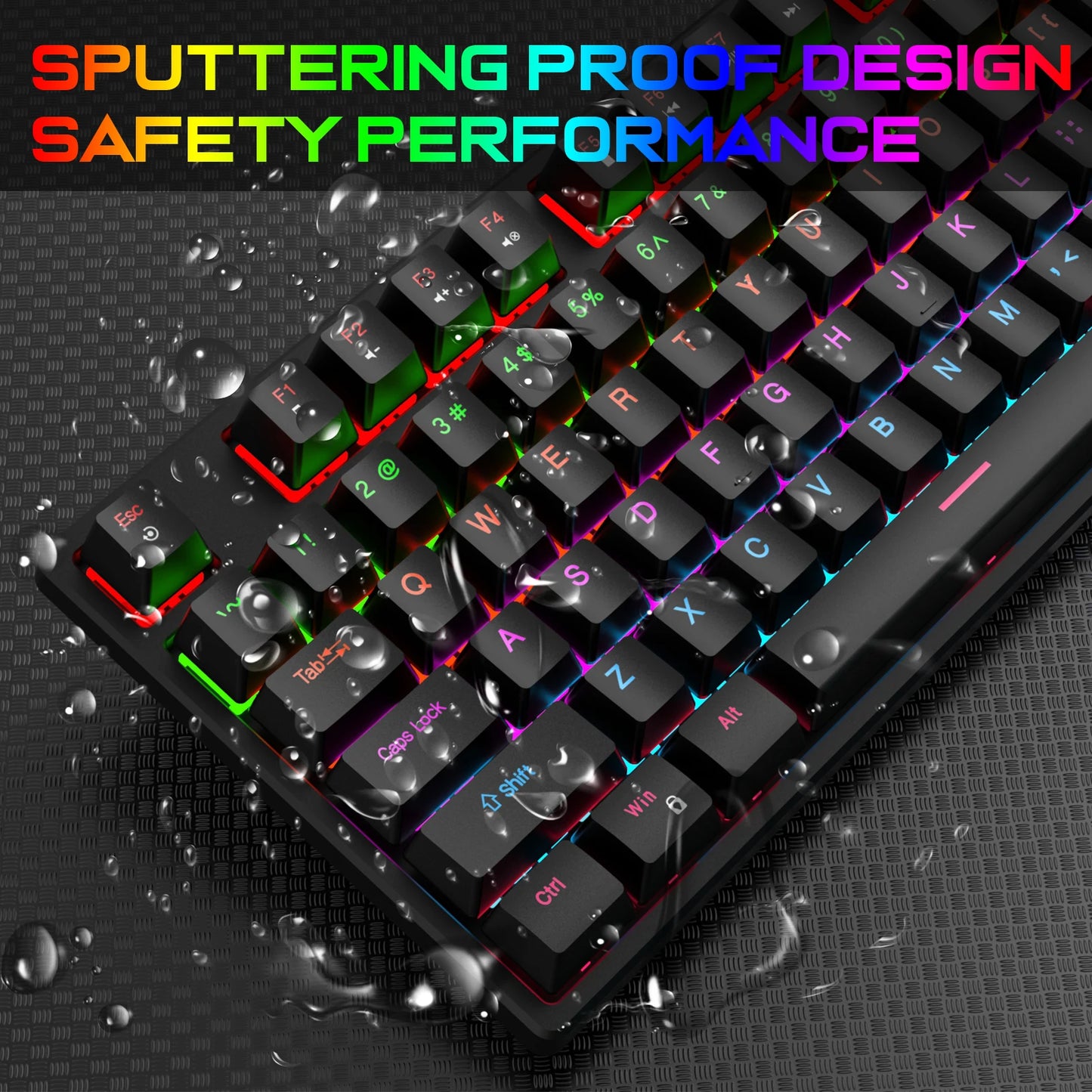16 RGB Mechanical Keyboard Wired 104Key Gaming Keyboard Esports Keyboard Hot-Swappable Ergonomic Keyboard for PC Laptop Macbook