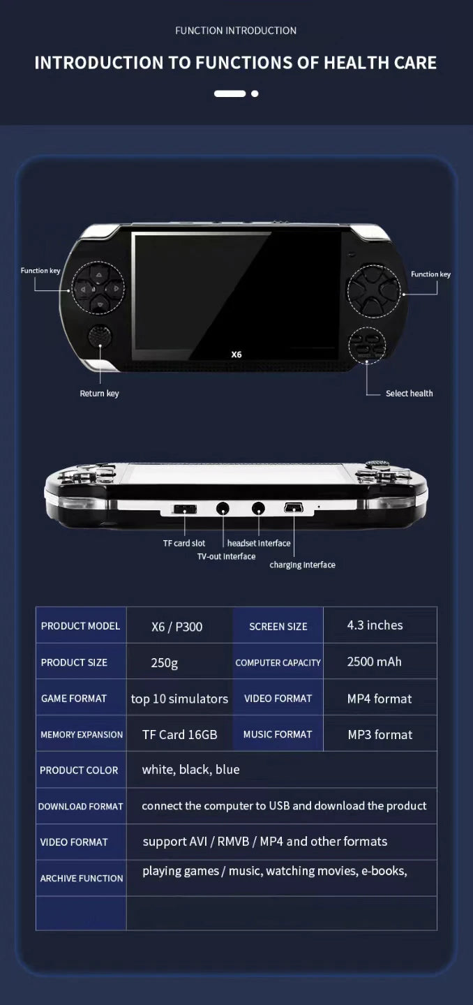 Handheld Portable Retro Video Game Console Videogame Arcade Player for Children Mini Machine Emulator Retrogame Gaming Station