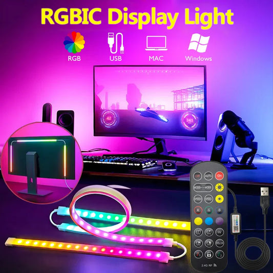 Smart Gaming LED Strip Lights USB PC LED Backlight 24-34 Inch Computer RGB Screen Backlight for Gaming Room Atmosphere Decoratio