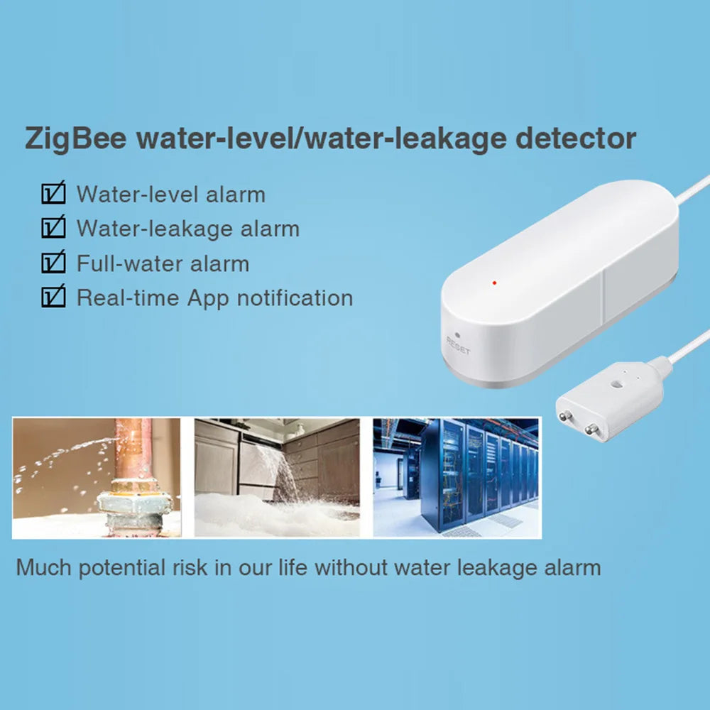 EWelink Zigbee Smart Water Leak Sensor Remote Monitor WiFi Water Overflow Level Detector Water Leak Sensor Security Sound Alarm