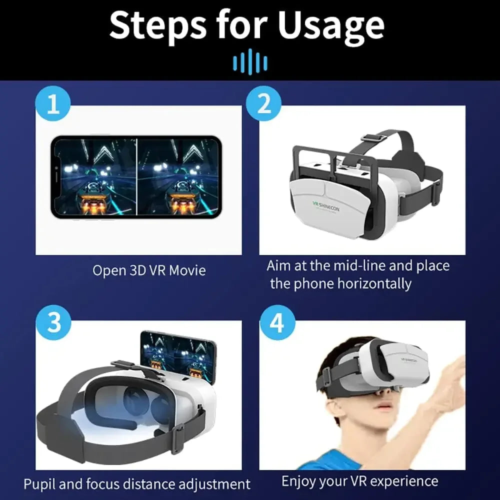 VR Headset Compatible with  Phone Within 4.7-7.2inch Display Screen- Universal Virtual Reality Goggles-  New 3D Glasses