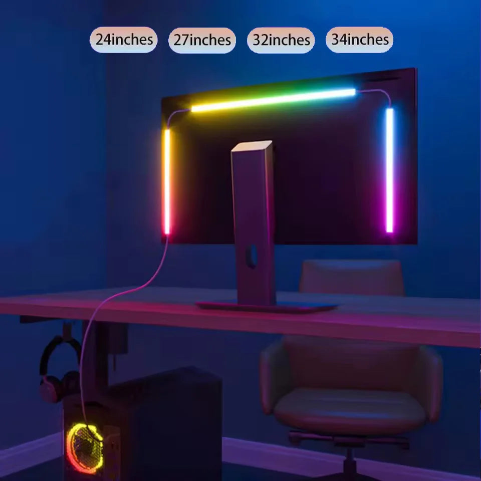 Smart Gaming LED Strip Lights USB PC LED Backlight 24-34 Inch Computer RGB Screen Backlight for Gaming Room Atmosphere Decoratio
