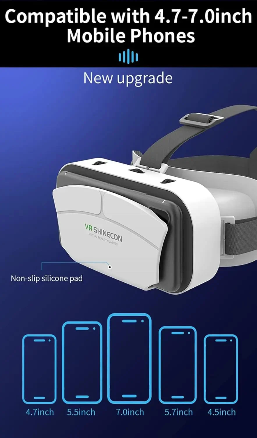 VR Headset Compatible with  Phone Within 4.7-7.2inch Display Screen- Universal Virtual Reality Goggles-  New 3D Glasses