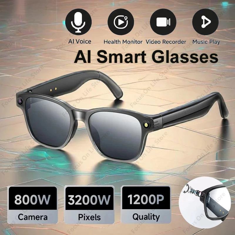 AI Smart Glasses 8 Million Camera Bluetooth Sunglasses Shoot Audio Call Video Music Player Multifunctional Smart Glasses