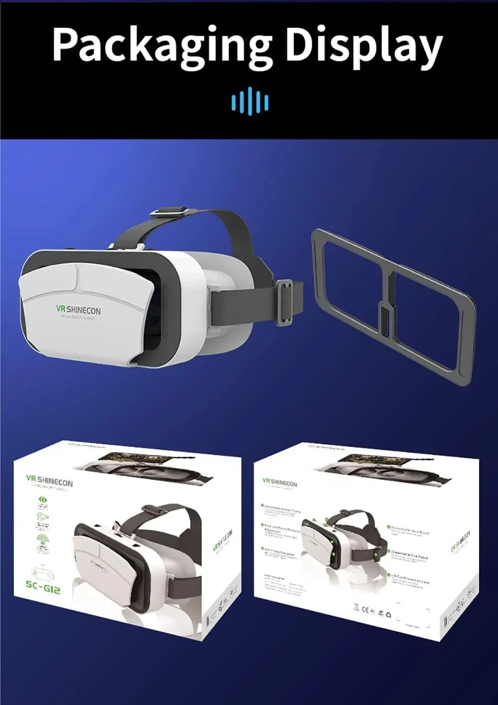 VR Headset Compatible with  Phone Within 4.7-7.2inch Display Screen- Universal Virtual Reality Goggles-  New 3D Glasses