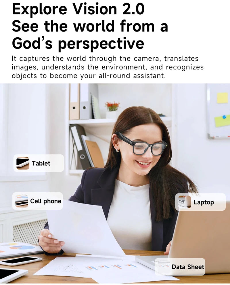 AI Smart Glasses 8 Million Camera Bluetooth Sunglasses Shoot Audio Call Video Music Player Multifunctional Smart Glasses