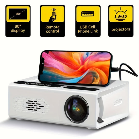 200ANSI 1280*720P Dual WiFi Portable Mini Projector - Supports 1080P, Same Screen, Dual WiFi Connection, Home Theater and Outdoor Movie Night - Compact and Lightweight Design